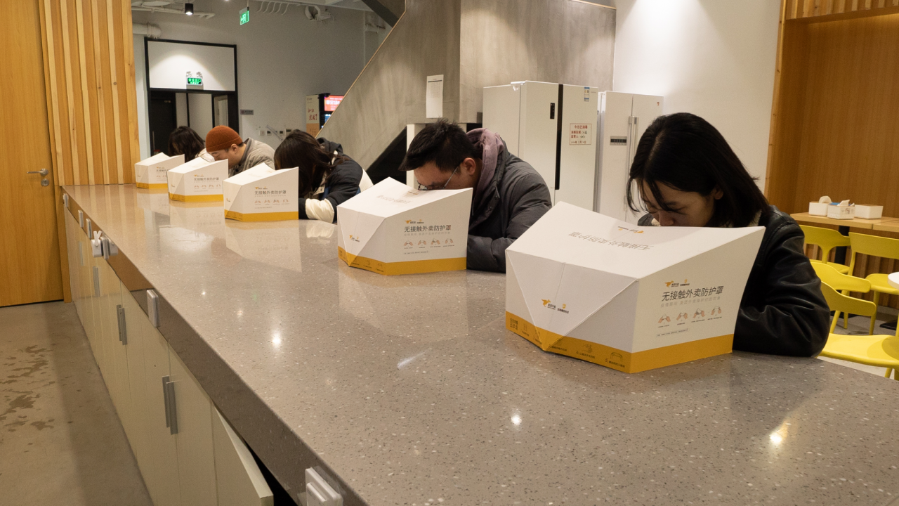 Meituan scatole cartone per proteggere cibo e utilizzatori da coronavirus Covid-19